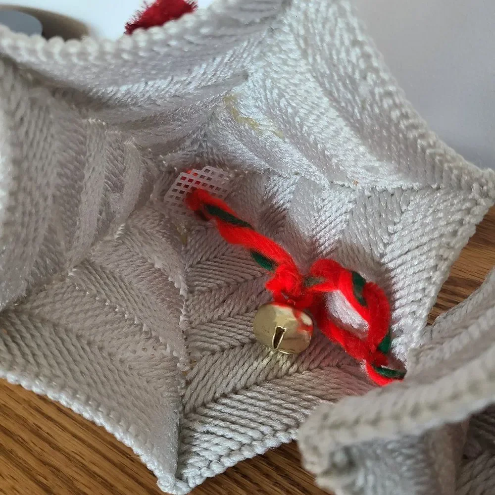 Vintage Plastic Canvas Silver Bells Holiday Hang-Up Mobile Ornament Decoration